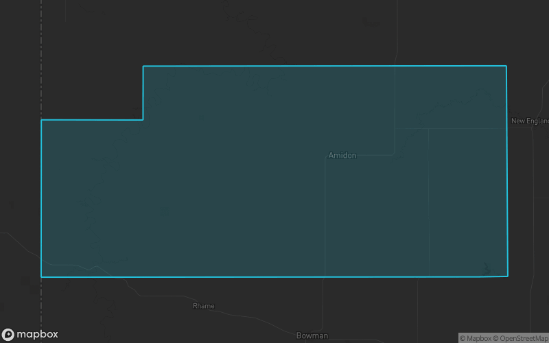 Map of Slope County, North Dakota showing the county boundary and surrounding cities