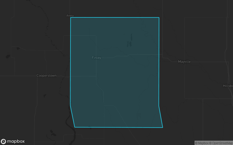 Map of Steele County, North Dakota showing the county boundary and surrounding cities