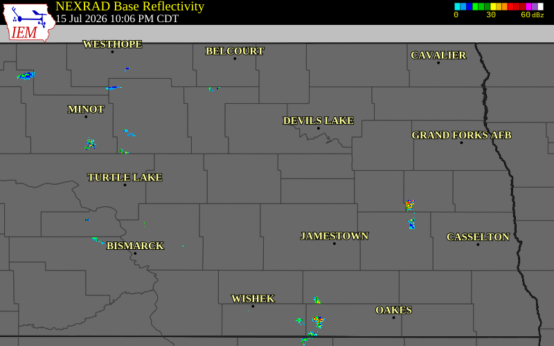 Radar snapshot during the Jul 15, 2026 tornado event near 8 SSE Bremen, Wells County, North Dakota, with NWS warning polygons