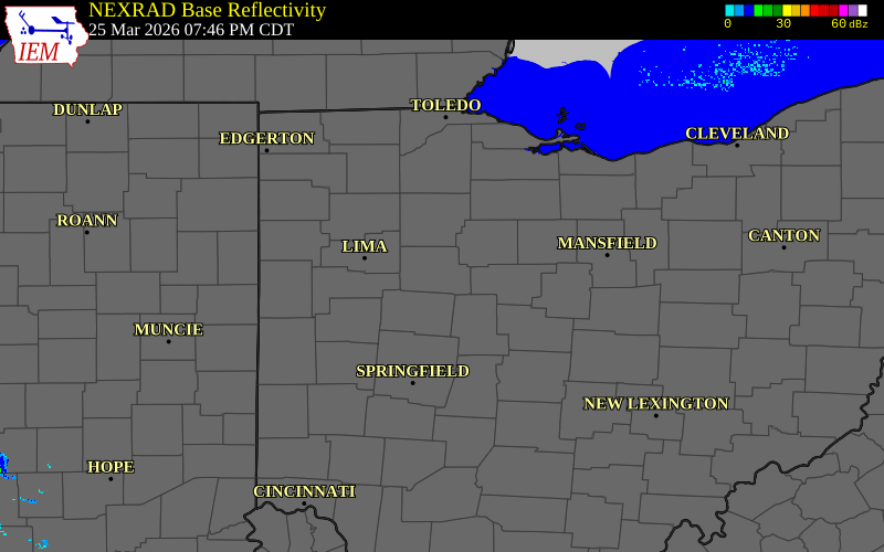 Radar snapshot during the Mar 25, 2026 tornado event near 1 S Kenton, Hardin County, Ohio, with NWS warning polygons