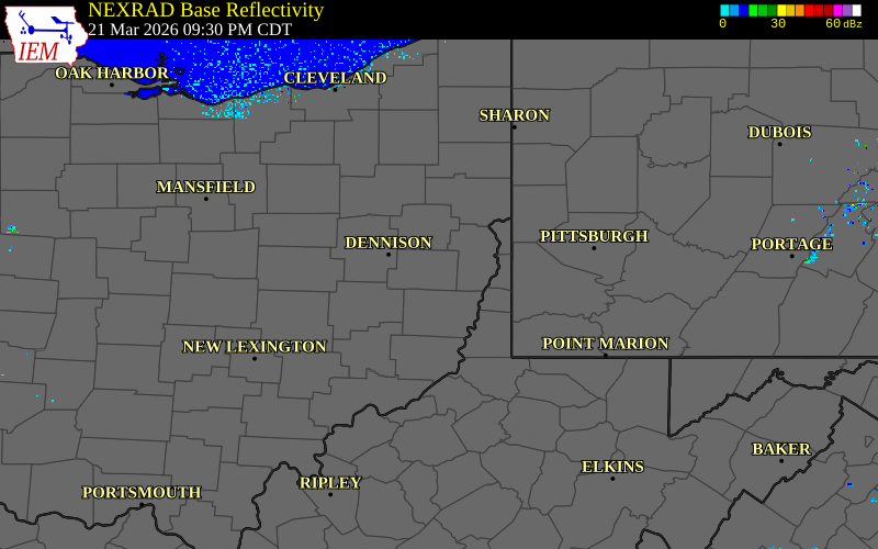 Radar snapshot during the Mar 21, 2026 hail event near Cadiz, Harrison County, Ohio, with NWS warning polygons