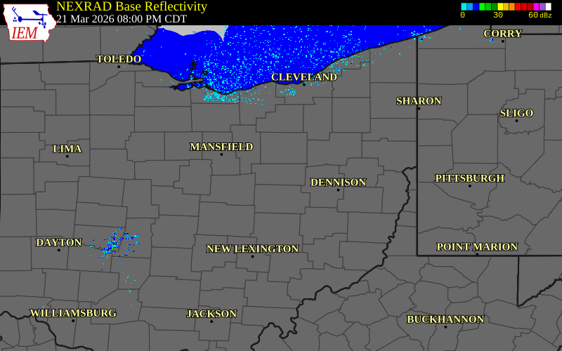 Radar snapshot during the Mar 21, 2026 hail event near Millersburg, Holmes County, Ohio, with NWS warning polygons