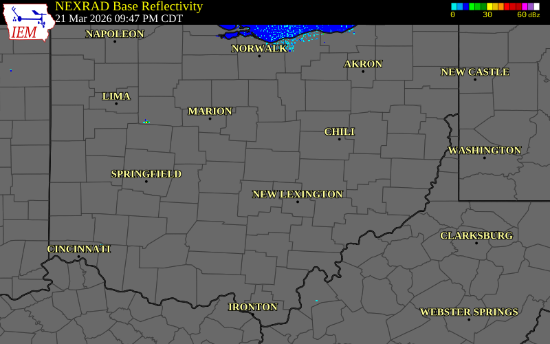 Radar snapshot during the Mar 21, 2026 hail event near Heath, Licking County, Ohio, with NWS warning polygons
