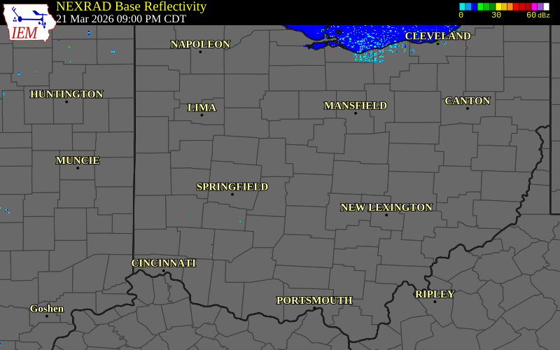 Radar snapshot during the Mar 21, 2026 hail event near 2 E Unionville Center, Union County, Ohio, with NWS warning polygons