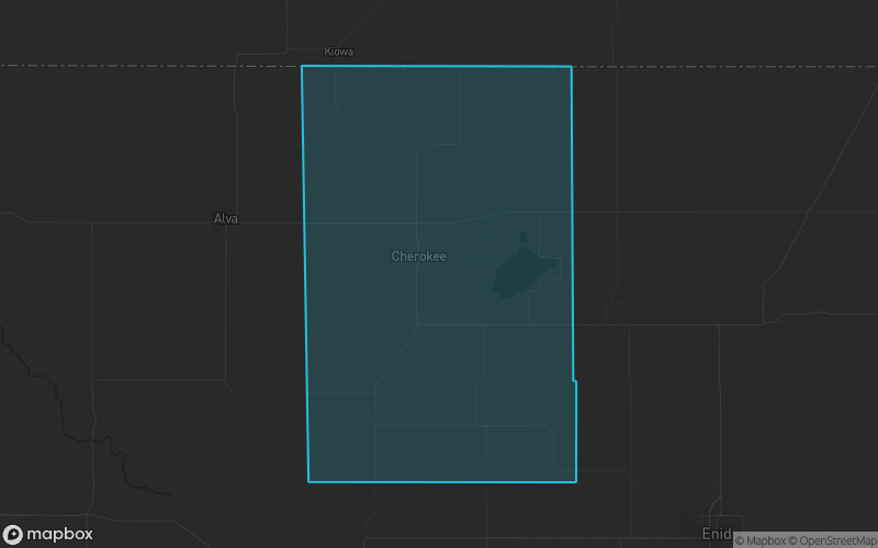 Map of Alfalfa County, Oklahoma showing the county boundary and surrounding cities