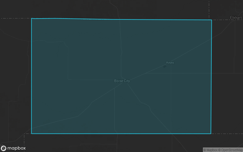Map of Cimarron County, Oklahoma showing the county boundary and surrounding cities