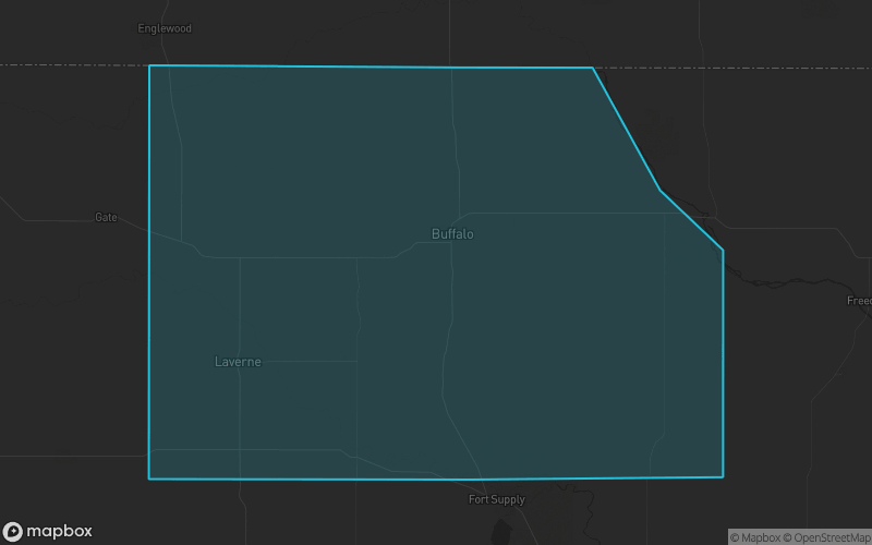 Map of Harper County, Oklahoma showing the county boundary and surrounding cities