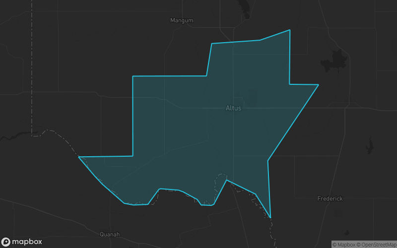 Map of Jackson County, Oklahoma showing the county boundary and surrounding cities
