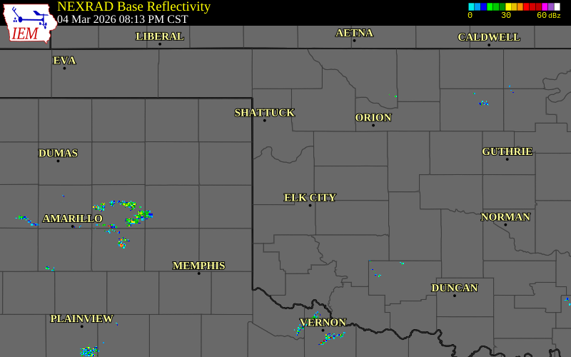 Radar snapshot during the Mar 4, 2026 hail event near 5 N Cheyenne, Roger Mills County, Oklahoma, with NWS warning polygons