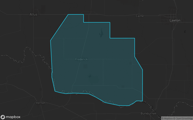 Map of Tillman County, Oklahoma showing the county boundary and surrounding cities