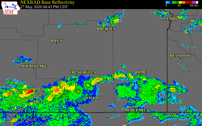 NEXRAD radar during the Wednesday, May 27, 2026 storm activity in Harney County, Oregon