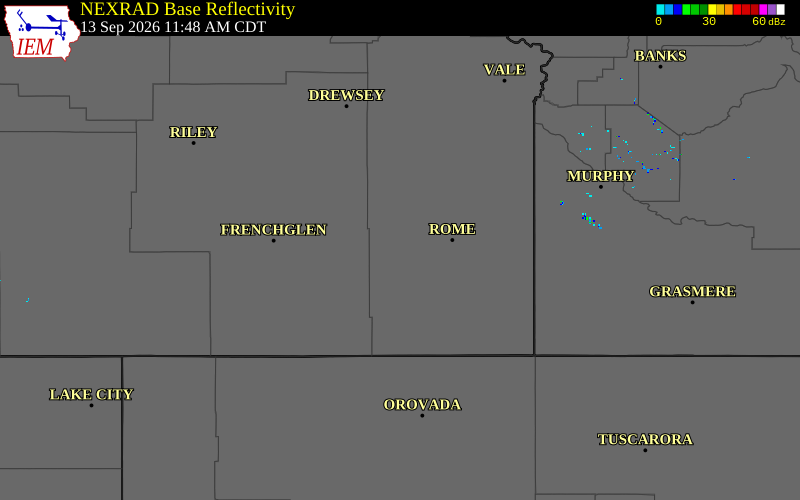 Current NEXRAD radar over Harney County, Oregon with recent storm report locations