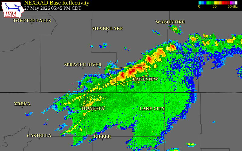 NEXRAD radar during the Wednesday, May 27, 2026 storm activity in Lake County, Oregon