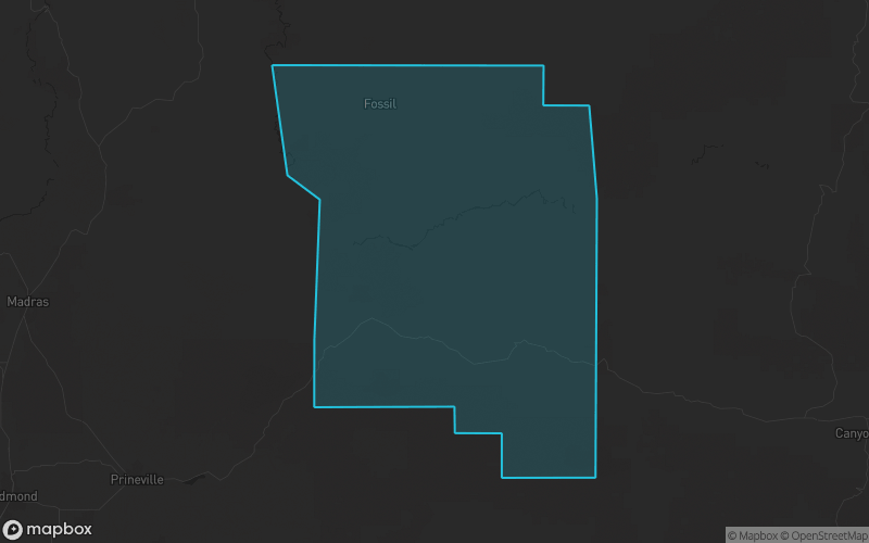 Map of Wheeler County, Oregon showing the county boundary and surrounding cities