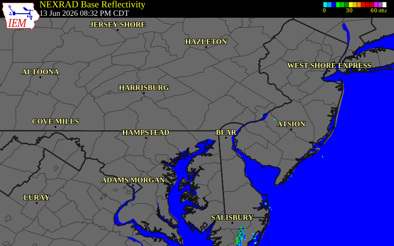 Radar snapshot during the Jun 13, 2026 tornado event near 5 SSE Quarryville, Lancaster County, Pennsylvania, with NWS warning polygons