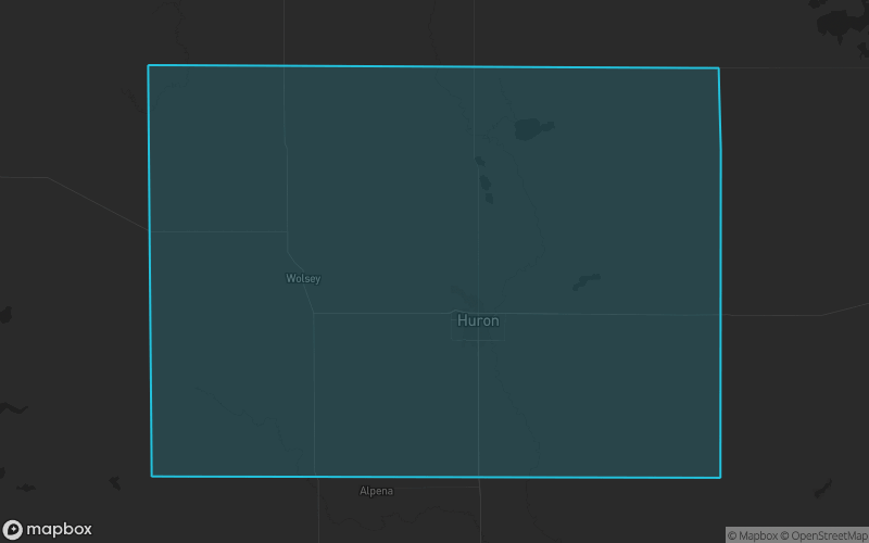 Map of Beadle County, South Dakota showing the county boundary and surrounding cities