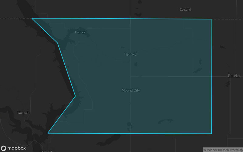 Map of Campbell County, South Dakota showing the county boundary and surrounding cities