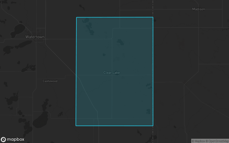 Map of Deuel County, South Dakota showing the county boundary and surrounding cities