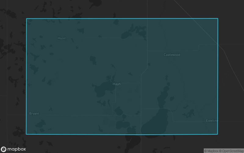 Map of Hamlin County, South Dakota showing the county boundary and surrounding cities