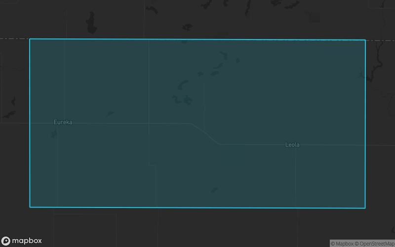 Map of McPherson County, South Dakota showing the county boundary and surrounding cities