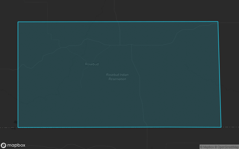 Map of Todd County, South Dakota showing the county boundary and surrounding cities