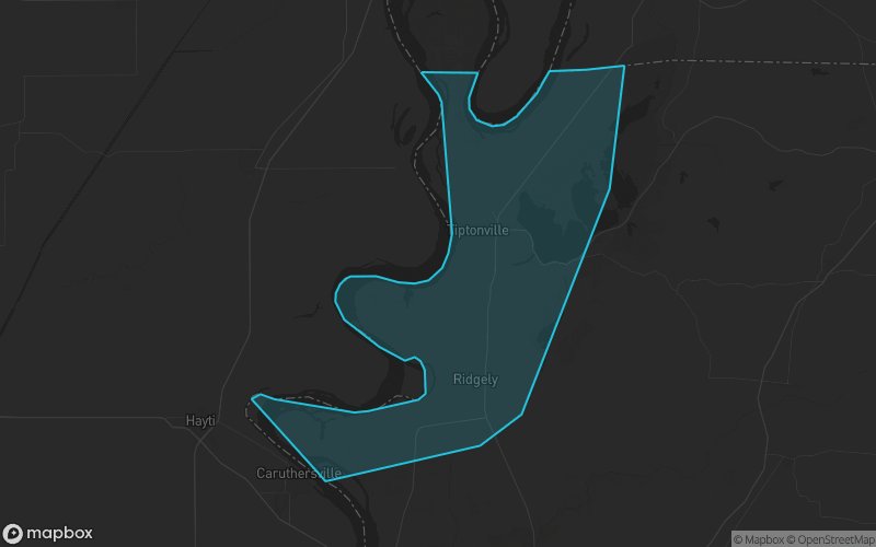Map of Lake County, Tennessee showing the county boundary and surrounding cities