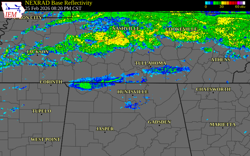 Radar snapshot during the Aug 7, 2026 wind event near Lincoln County, Lincoln County, Tennessee, with NWS warning polygons