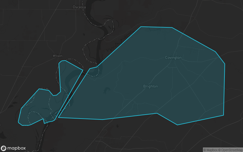 Map of Tipton County, Tennessee showing the county boundary and surrounding cities