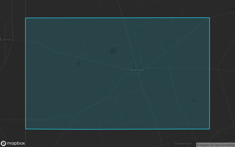 Map of Andrews County, Texas showing the county boundary and surrounding cities