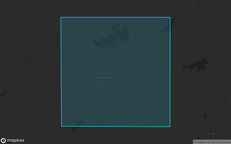 Map of Baylor County, Texas showing the county boundary and surrounding cities