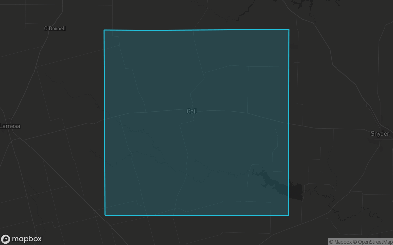 Map of Borden County, Texas showing the county boundary and surrounding cities