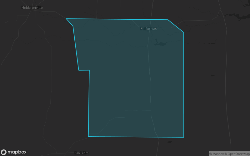 Map of Brooks County, Texas showing the county boundary and surrounding cities