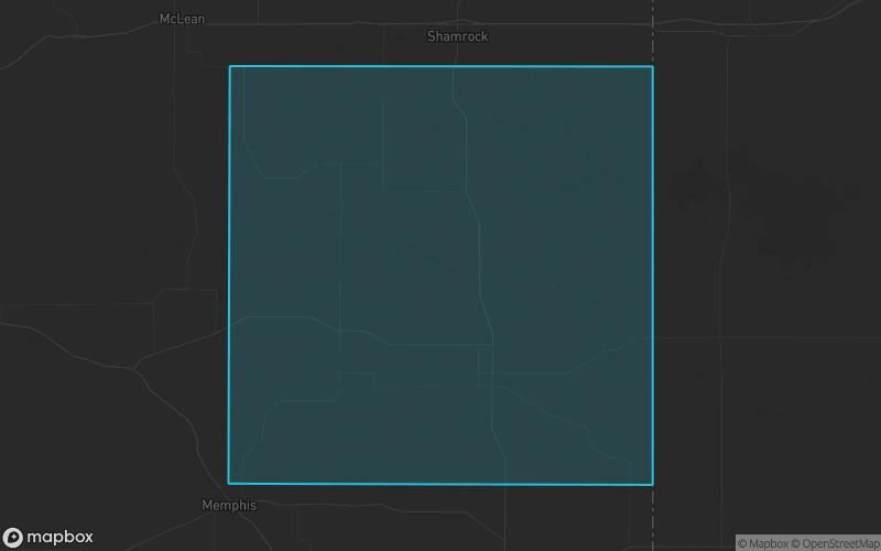 Map of Collingsworth County, Texas showing the county boundary and surrounding cities