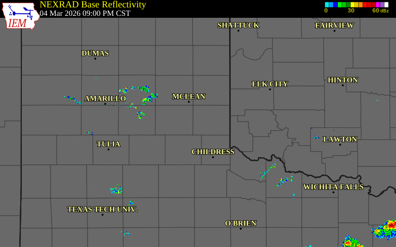 Radar snapshot during the Mar 4, 2026 tornado event near 4 W Quail, Collingsworth County, Texas, with NWS warning polygons