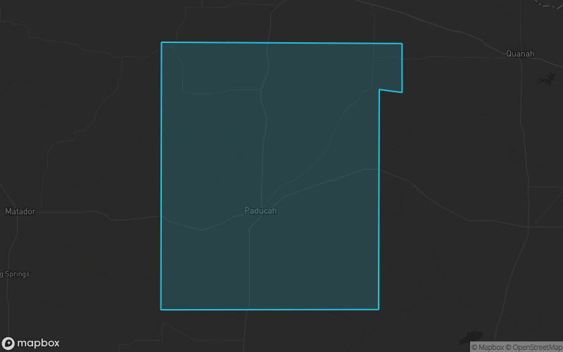 Map of Cottle County, Texas showing the county boundary and surrounding cities