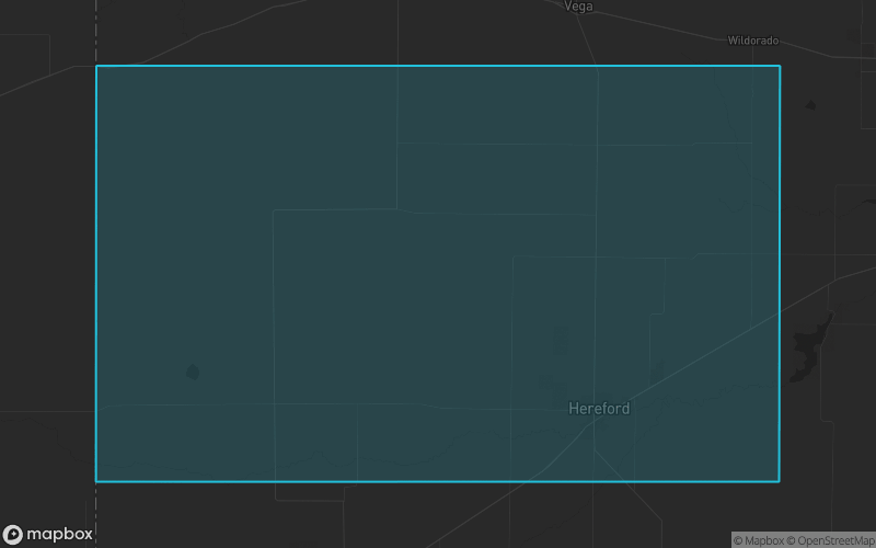 Map of Deaf Smith County, Texas showing the county boundary and surrounding cities