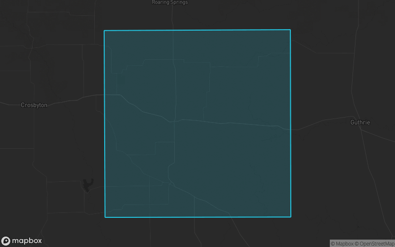 Map of Dickens County, Texas showing the county boundary and surrounding cities