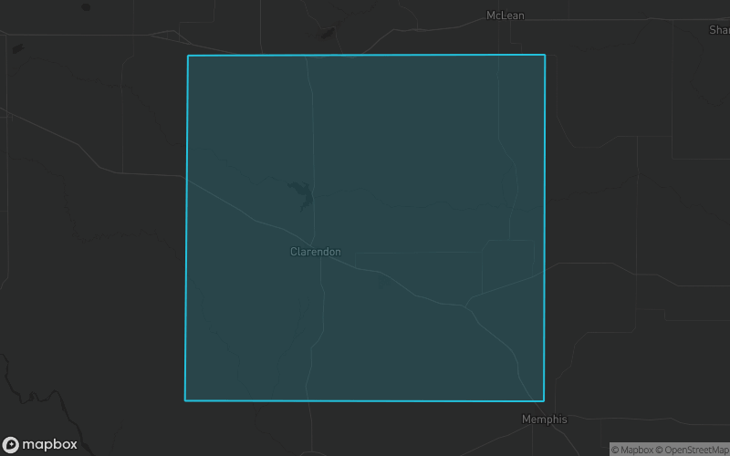 Map of Donley County, Texas showing the county boundary and surrounding cities
