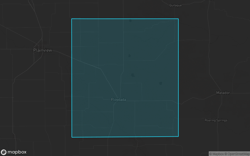 Map of Floyd County, Texas showing the county boundary and surrounding cities