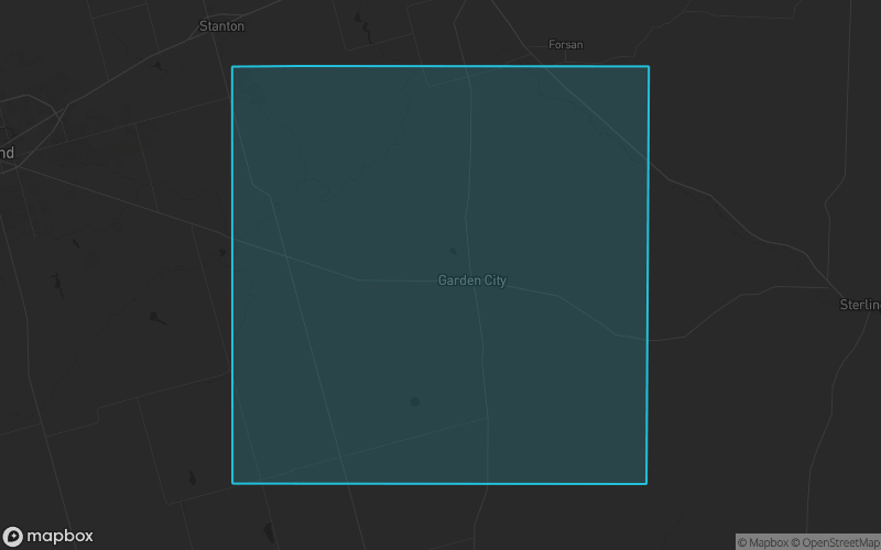 Map of Glasscock County, Texas showing the county boundary and surrounding cities