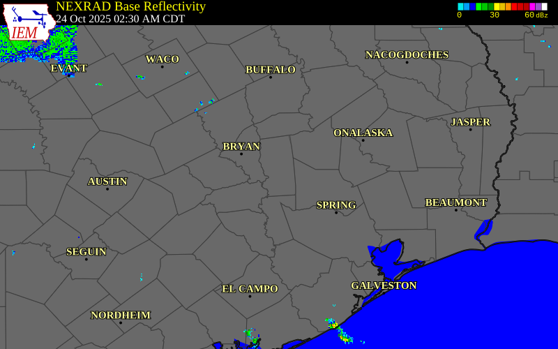 Radar snapshot during the Oct 24, 2025 tornado event near 8 NE Navasota, Grimes County, Texas, with NWS warning polygons