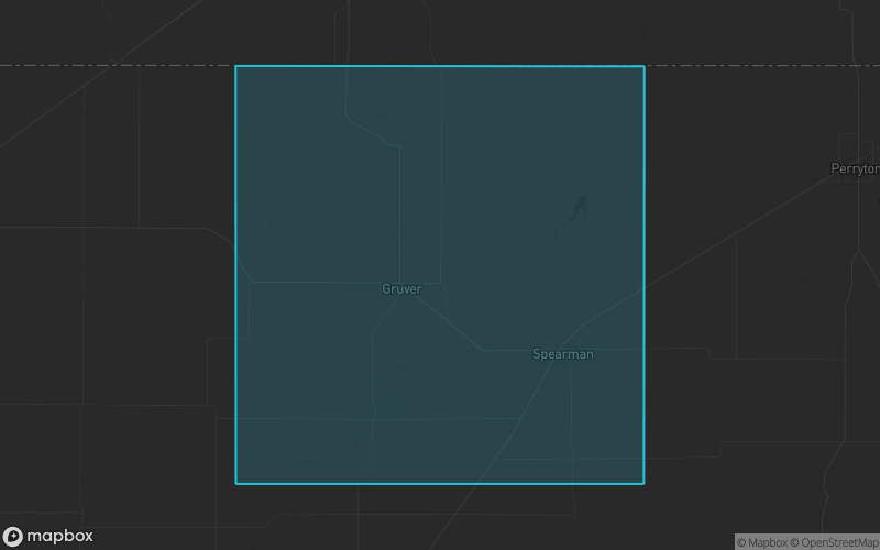 Map of Hansford County, Texas showing the county boundary and surrounding cities