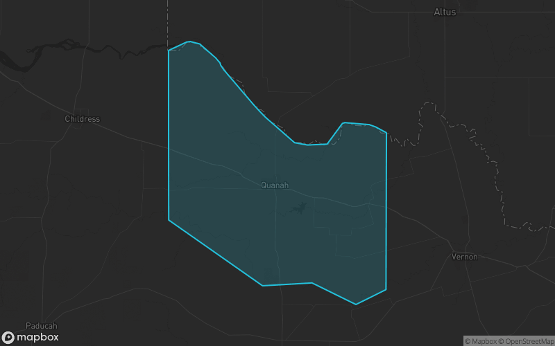 Map of Hardeman County, Texas showing the county boundary and surrounding cities