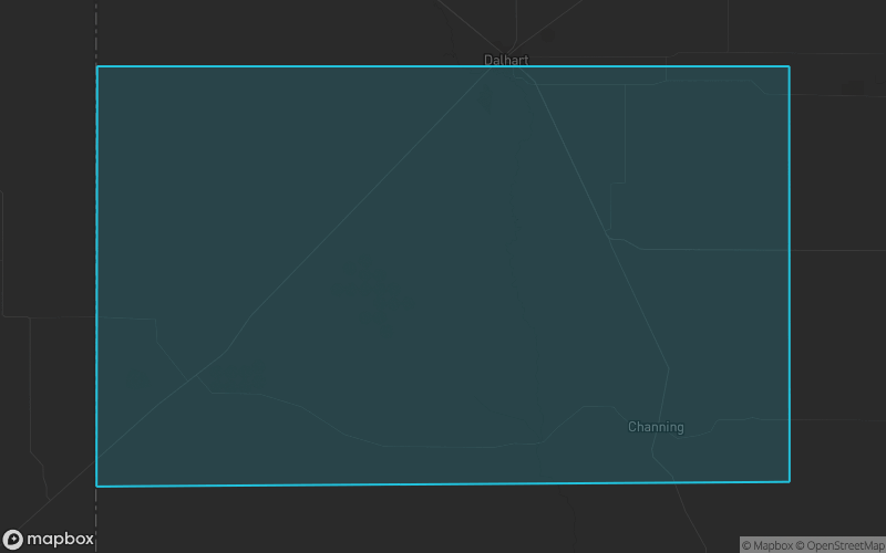 Map of Hartley County, Texas showing the county boundary and surrounding cities