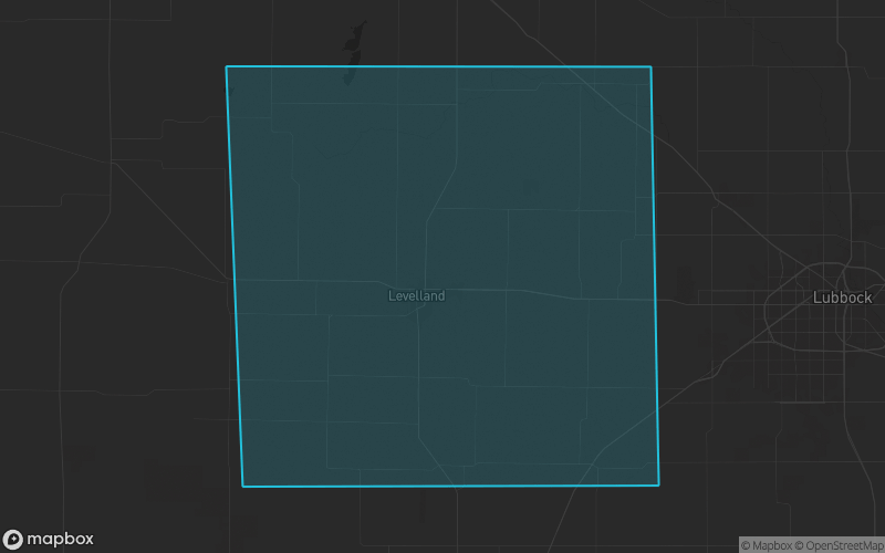 Map of Hockley County, Texas showing the county boundary and surrounding cities