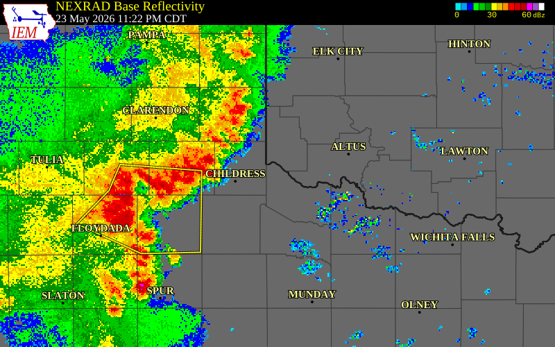 NEXRAD radar during the Saturday, May 23, 2026 storm activity in Jackson County, Texas