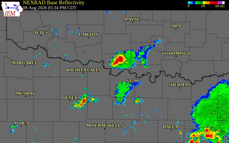 NEXRAD radar during the Saturday, August 8, 2026 storm activity in Jefferson County, Texas