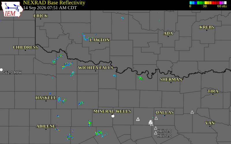 Current NEXRAD radar over Jefferson County, Texas with recent storm report locations