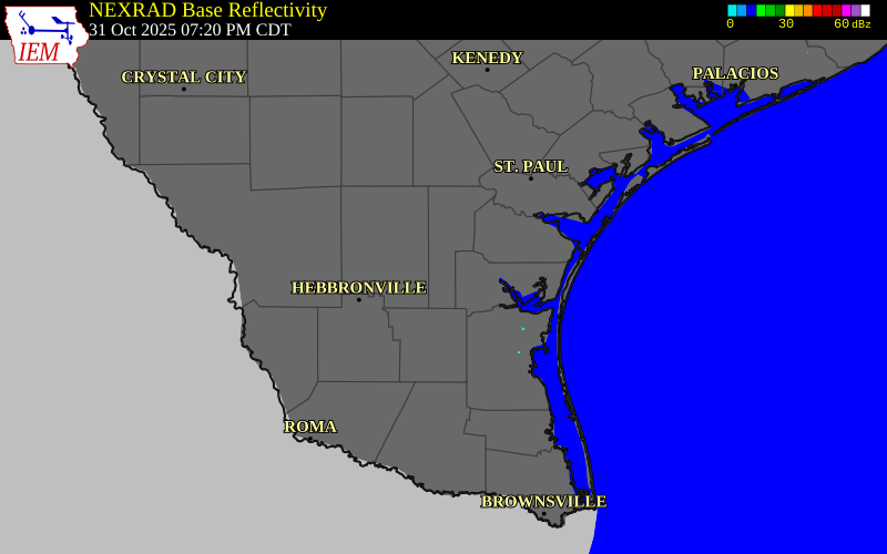 Radar snapshot during the Oct 31, 2025 wind event near 8 N Premont, Jim Wells County, Texas, with NWS warning polygons