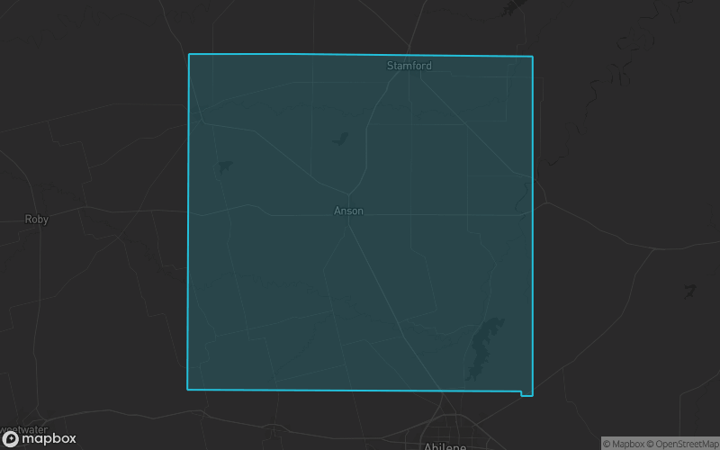 Map of Jones County, Texas showing the county boundary and surrounding cities